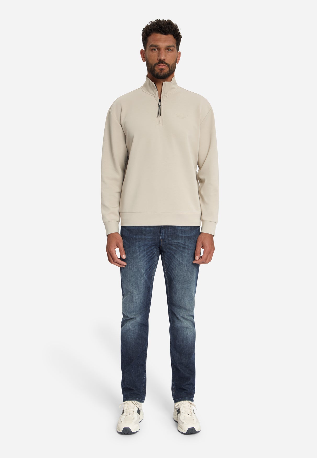 Sweater met Halve Rits | Cement