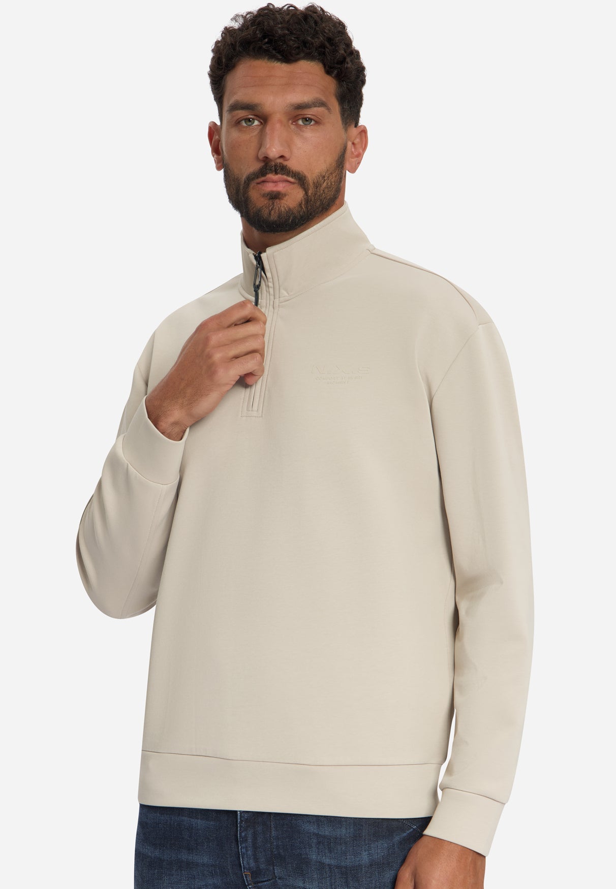 Sweater met Halve Rits | Cement