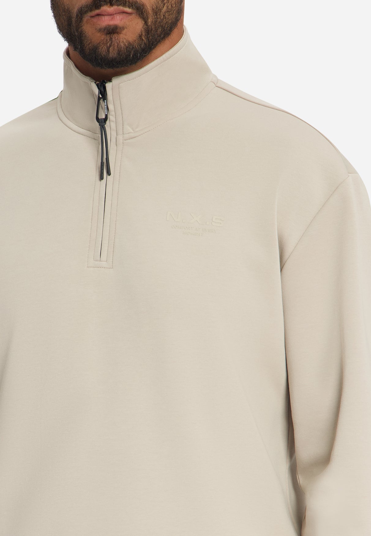 Sweater met Halve Rits | Cement