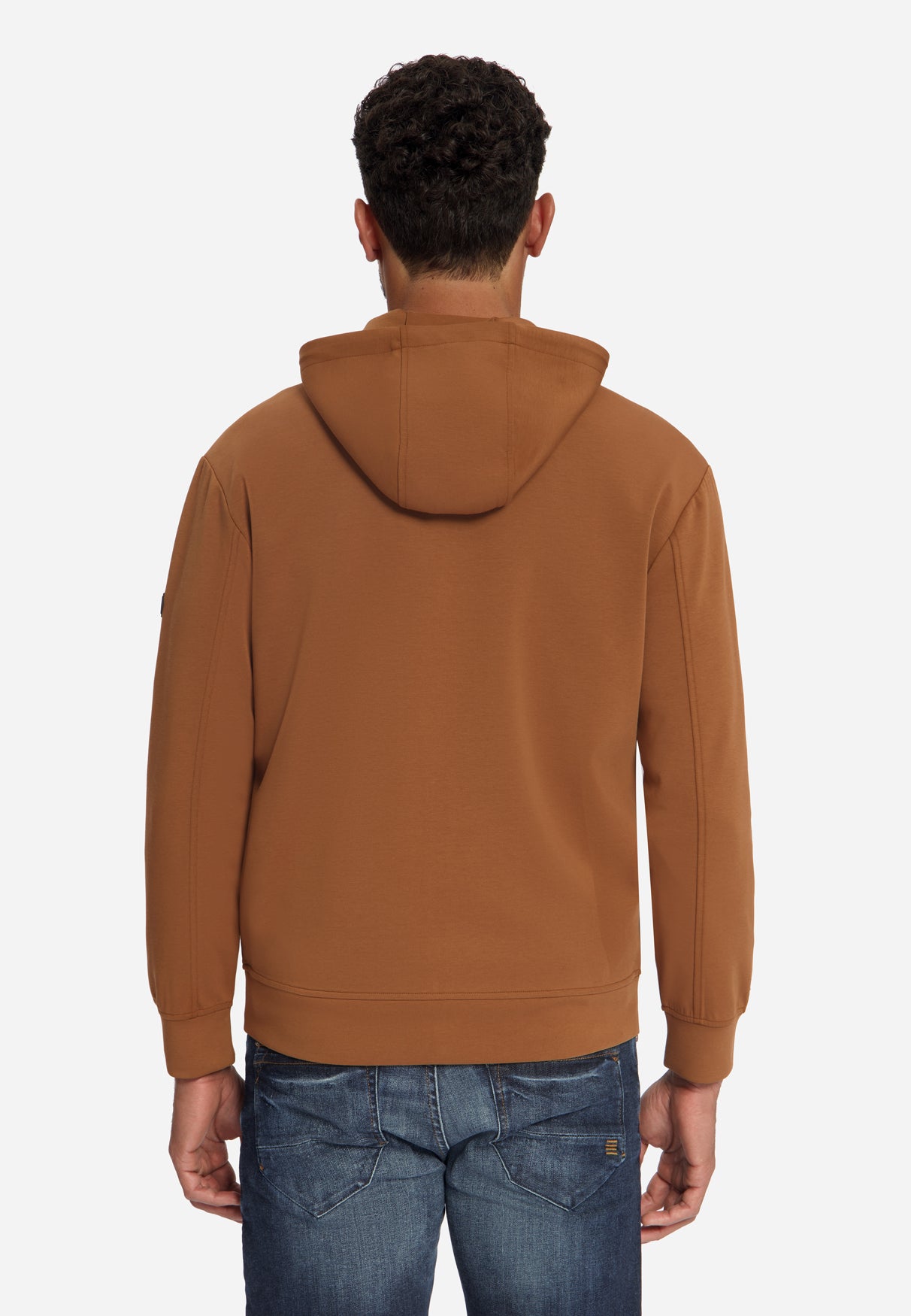 Sweatvest met capuchon en ritssluiting | Caramel