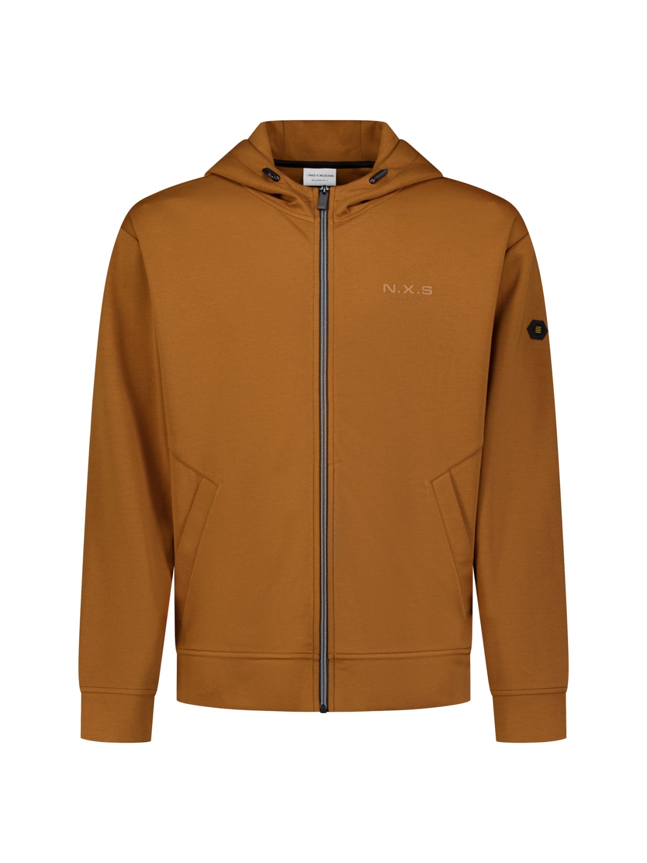Sweatvest met capuchon en ritssluiting | Caramel