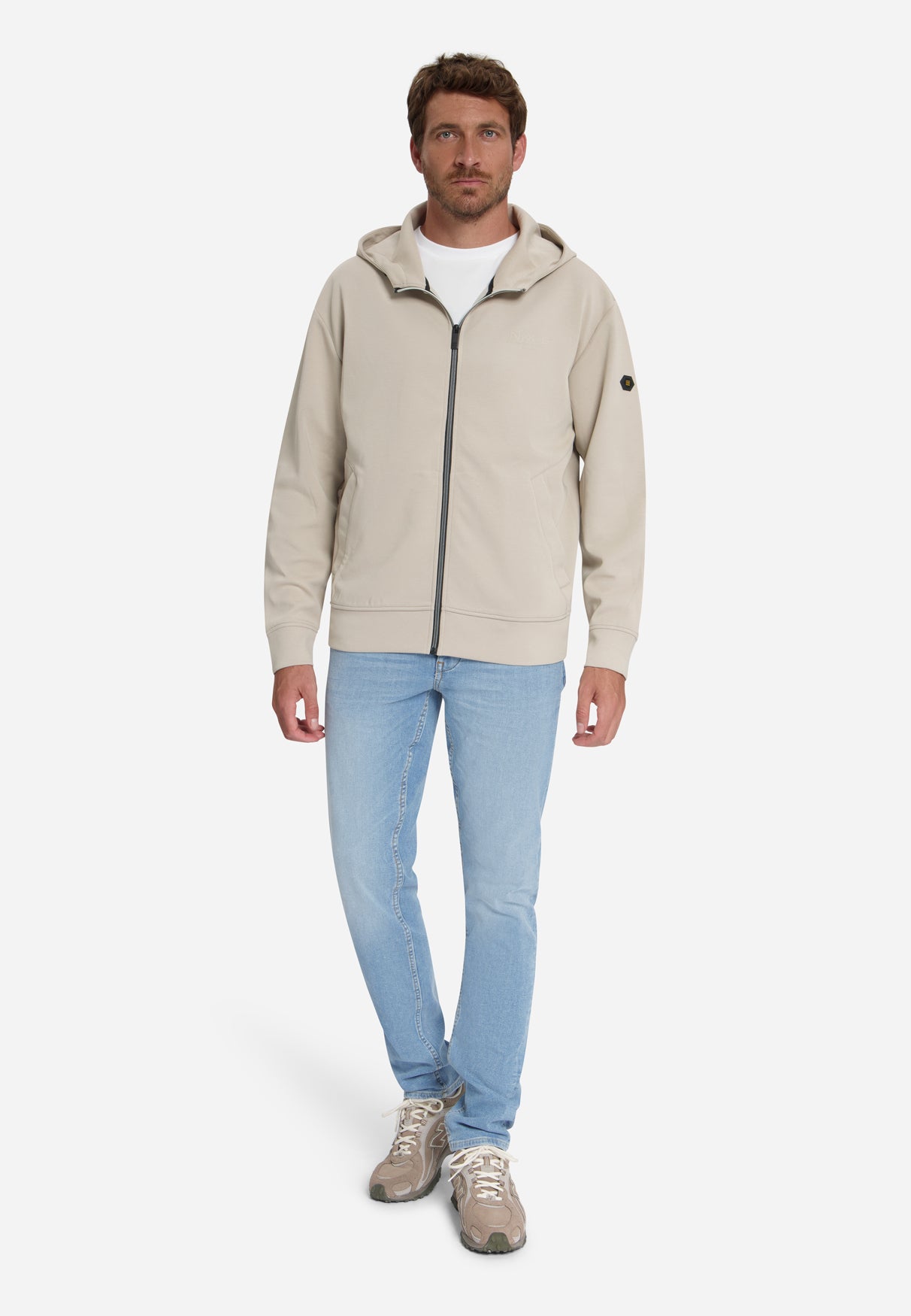 Sweatvest met capuchon en ritssluiting | Cement