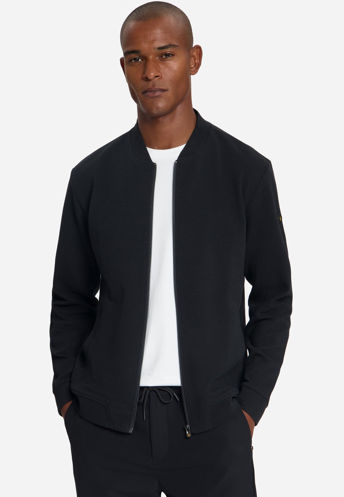 Sweater met structuur en ritssluiting | Black