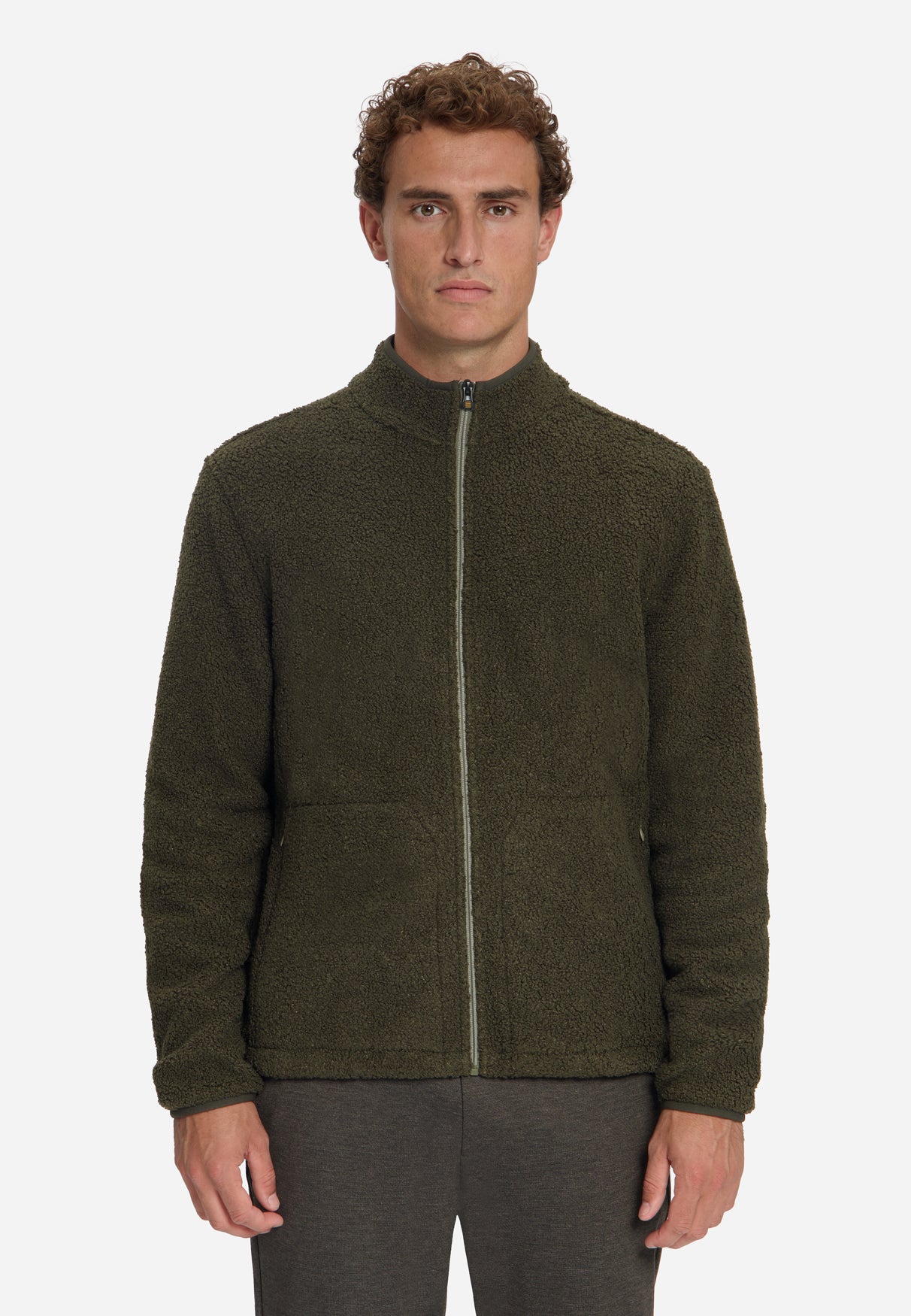 Teddy sweater met ritssluiting | Moss