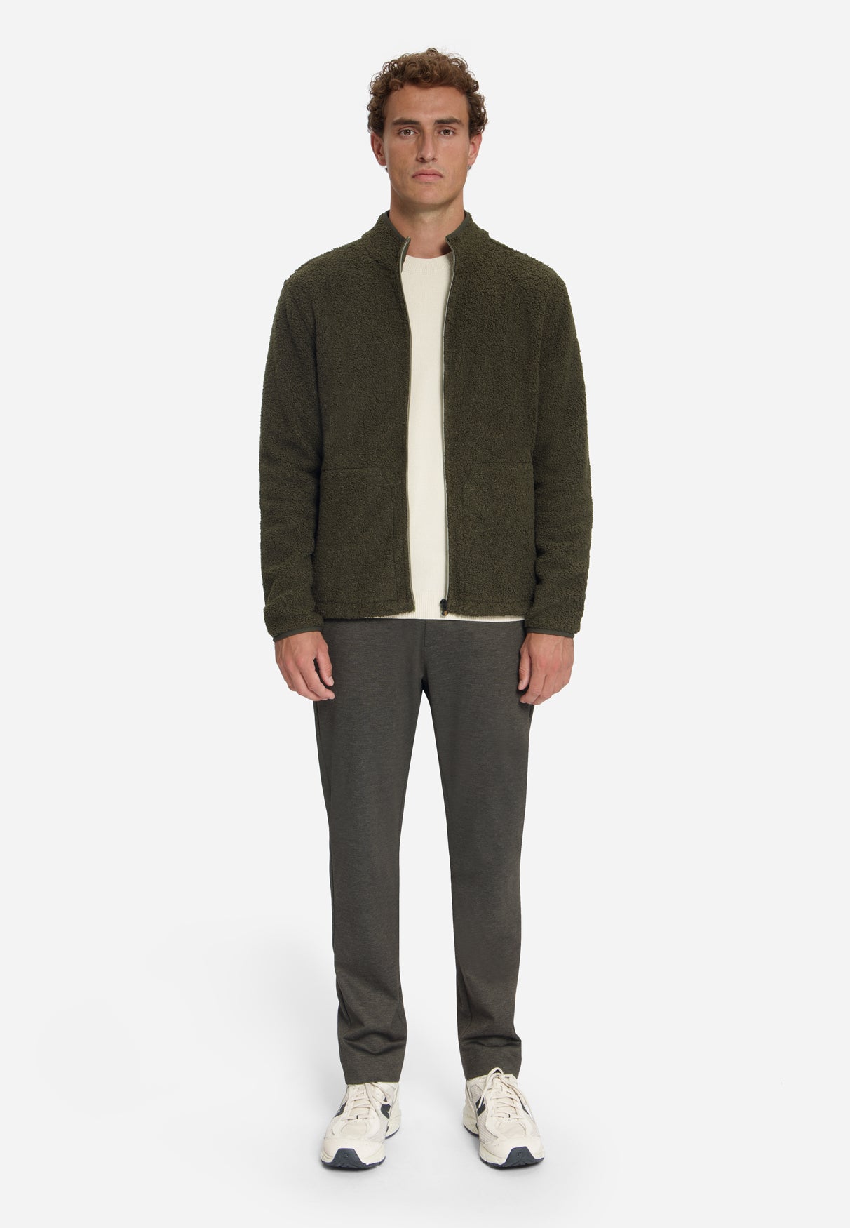 Teddy sweater met ritssluiting | Moss