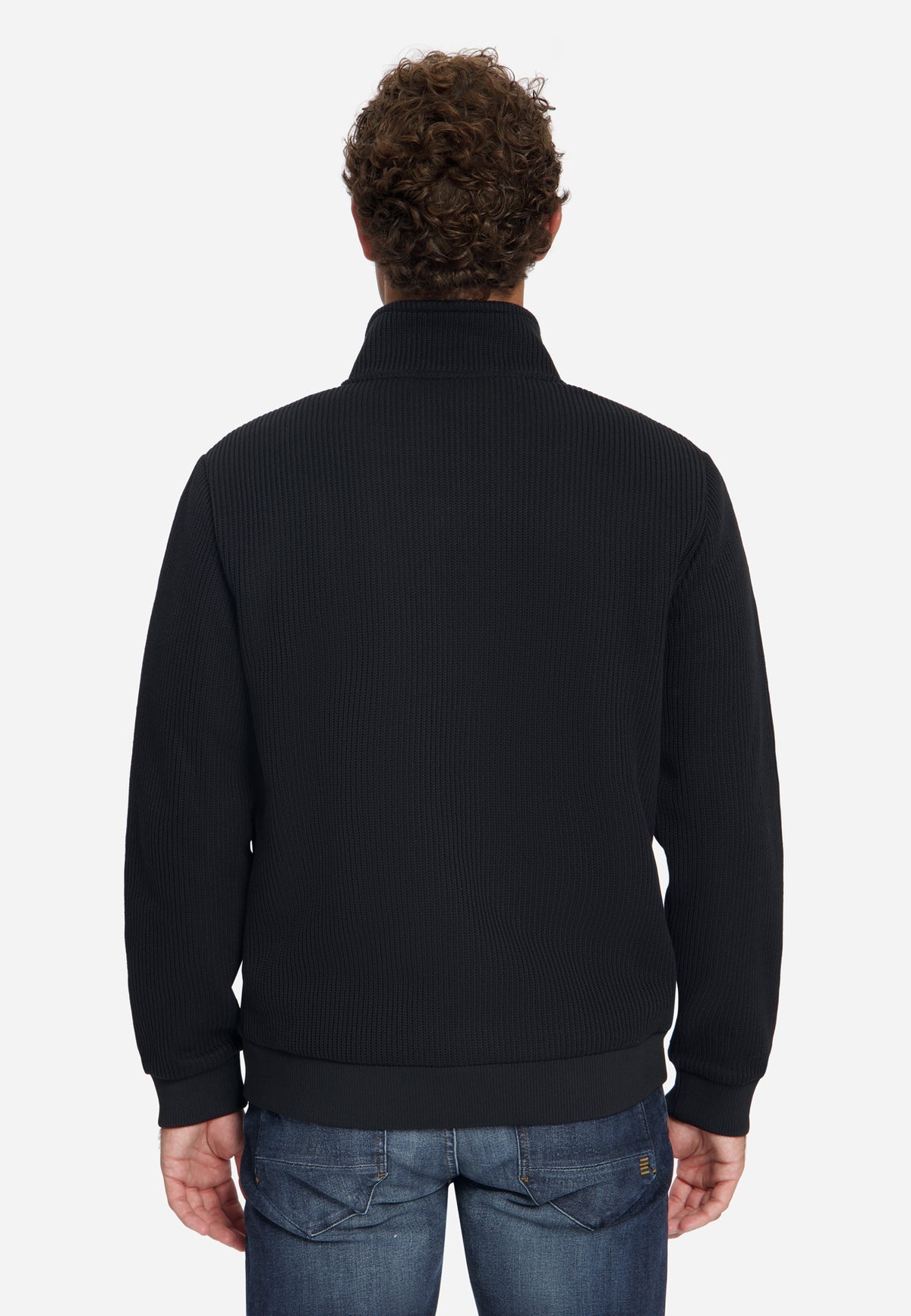 Geribde sweater met ritssluiting | Black
