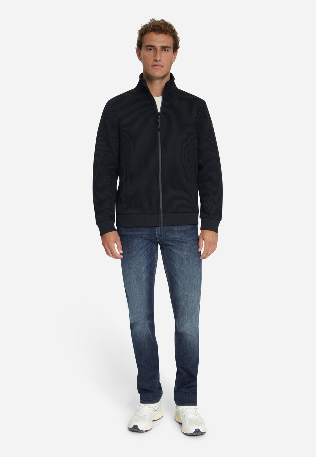 Geribde sweater met ritssluiting | Black