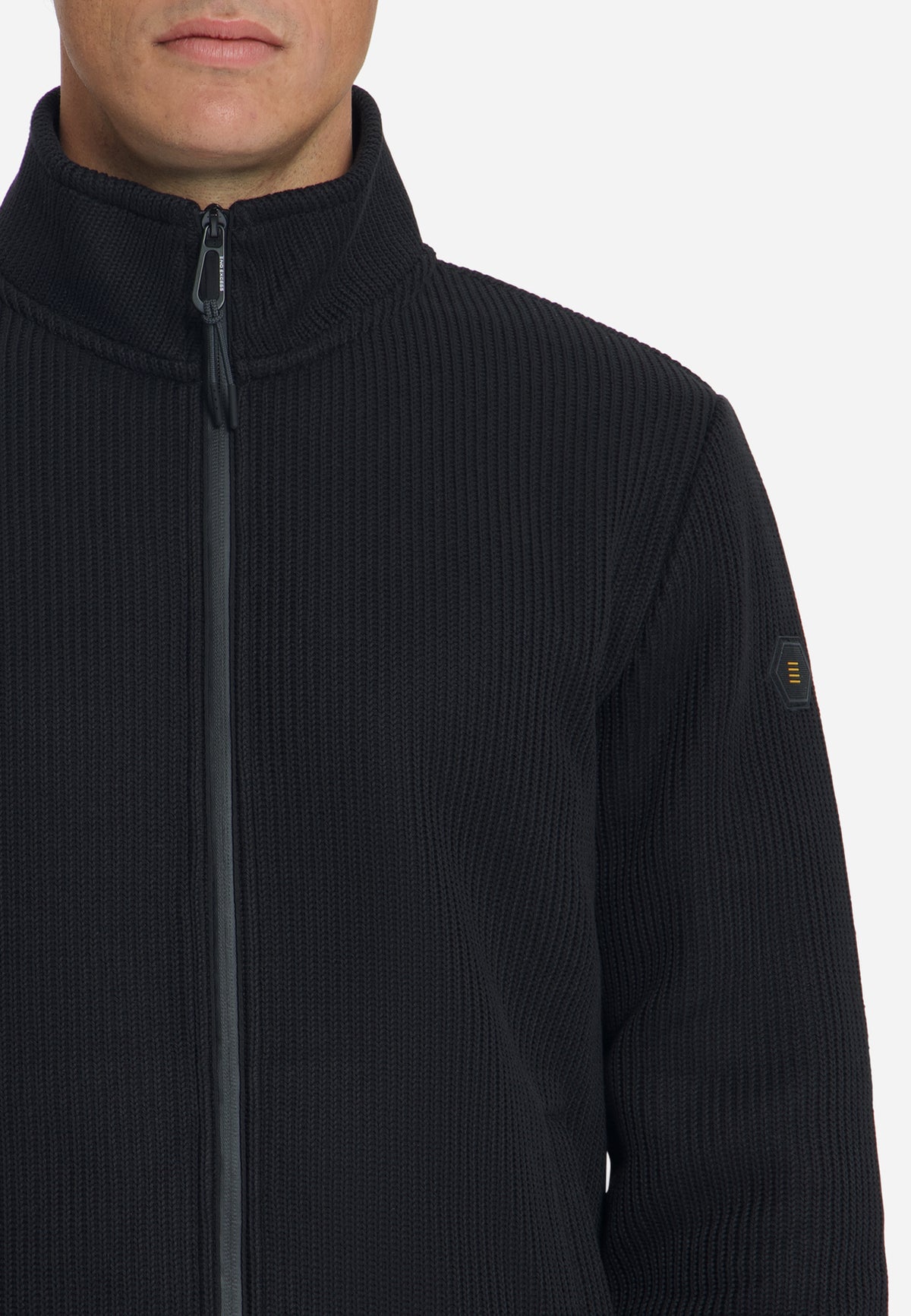 Geribde sweater met ritssluiting | Black
