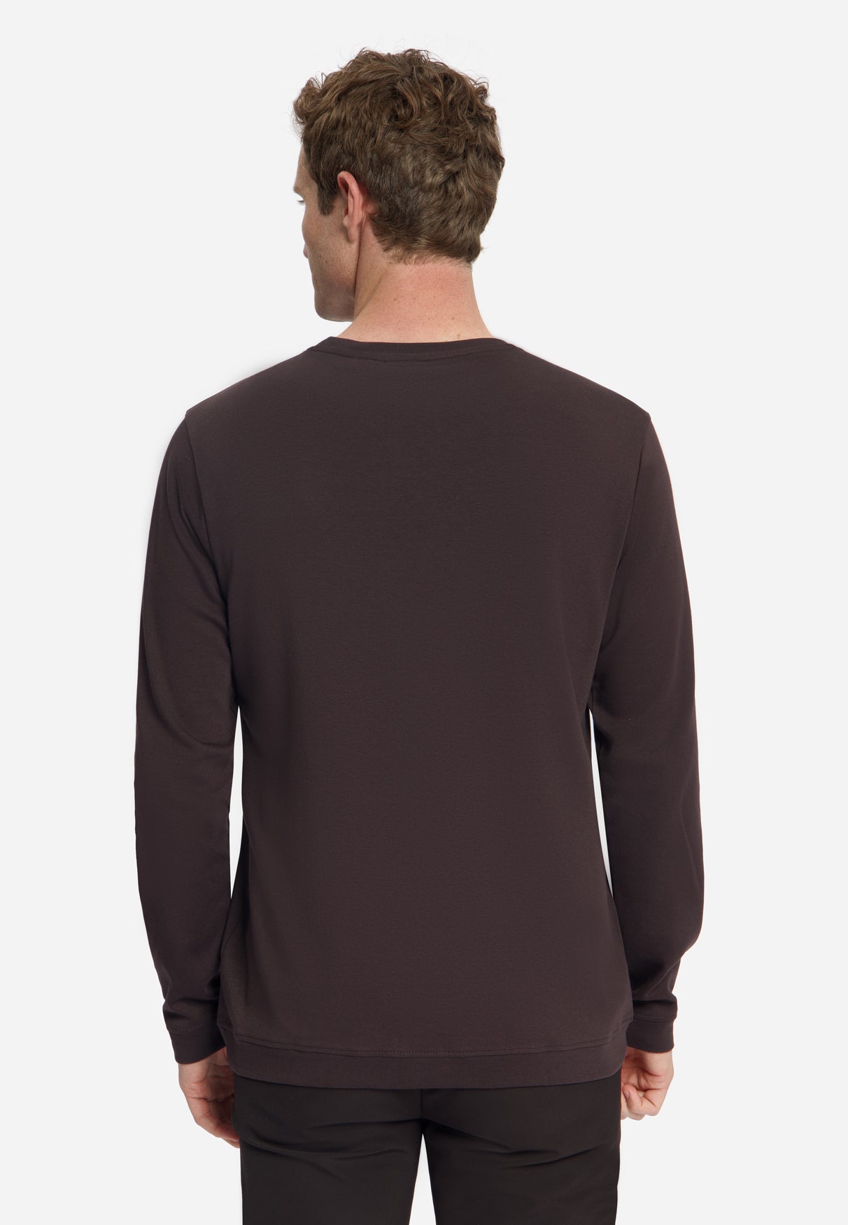 Interlock T-shirt met Lange Mouwen | Dark Brown