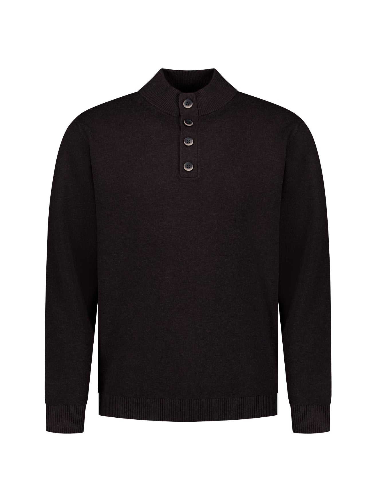 Trui met knoopkraag | Dark Brown