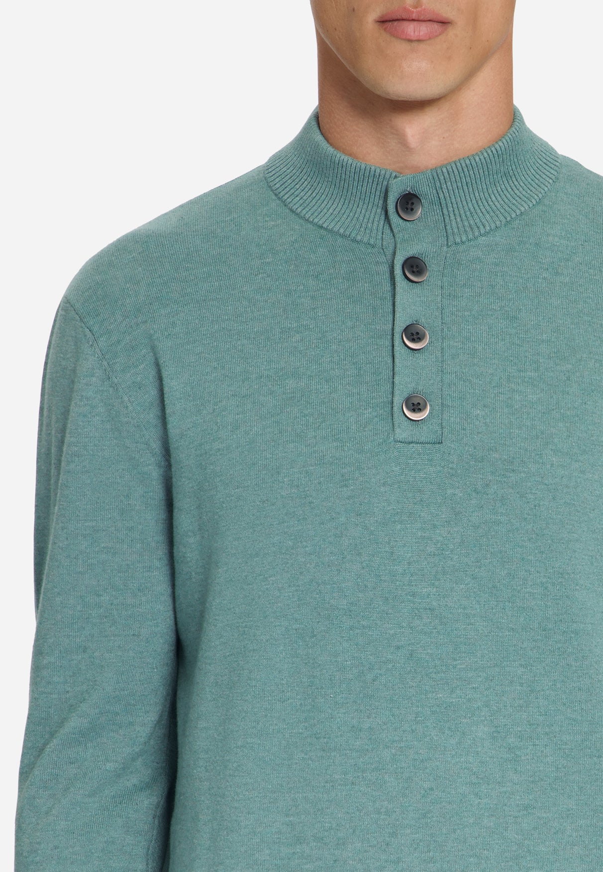 Trui met knoopkraag | Dusty Blue