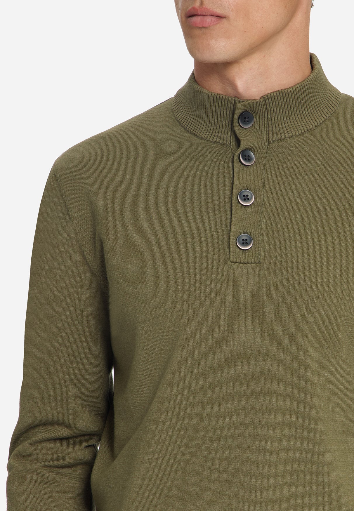 Trui met knoopkraag | Moss