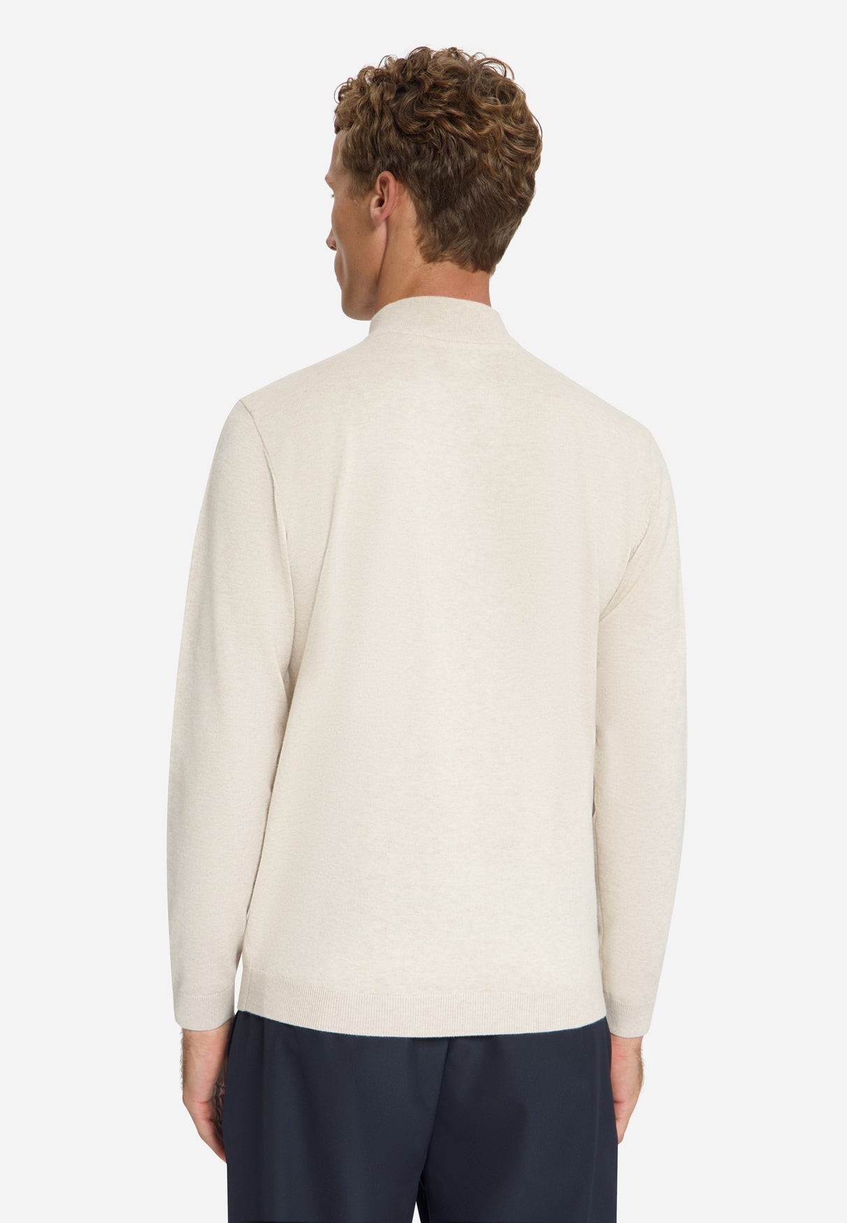 Melange Half-Zip Trui | Stone