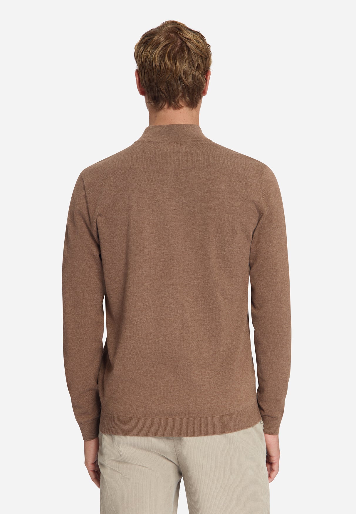 Melange Half-Zip Trui | Light Brown