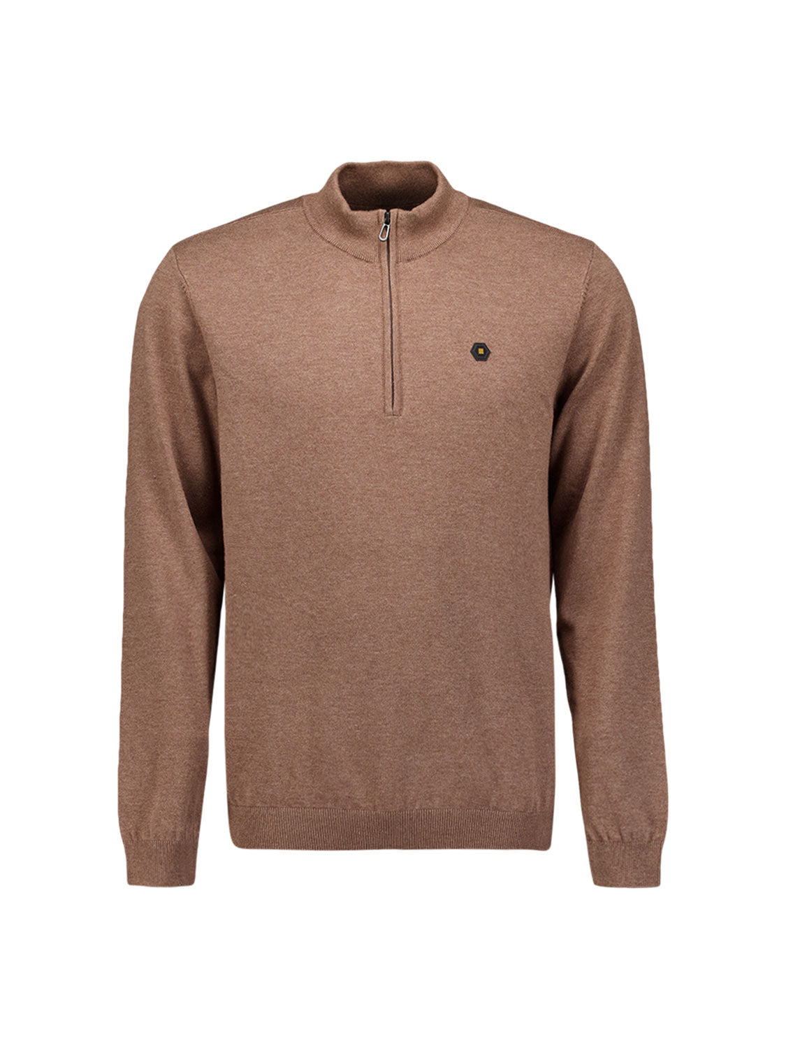 Melange Half-Zip Trui | Light Brown