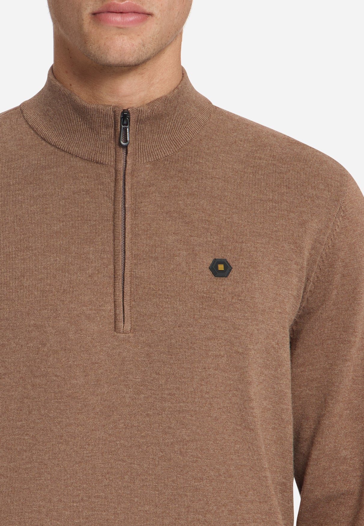 Melange Half-Zip Trui | Light Brown