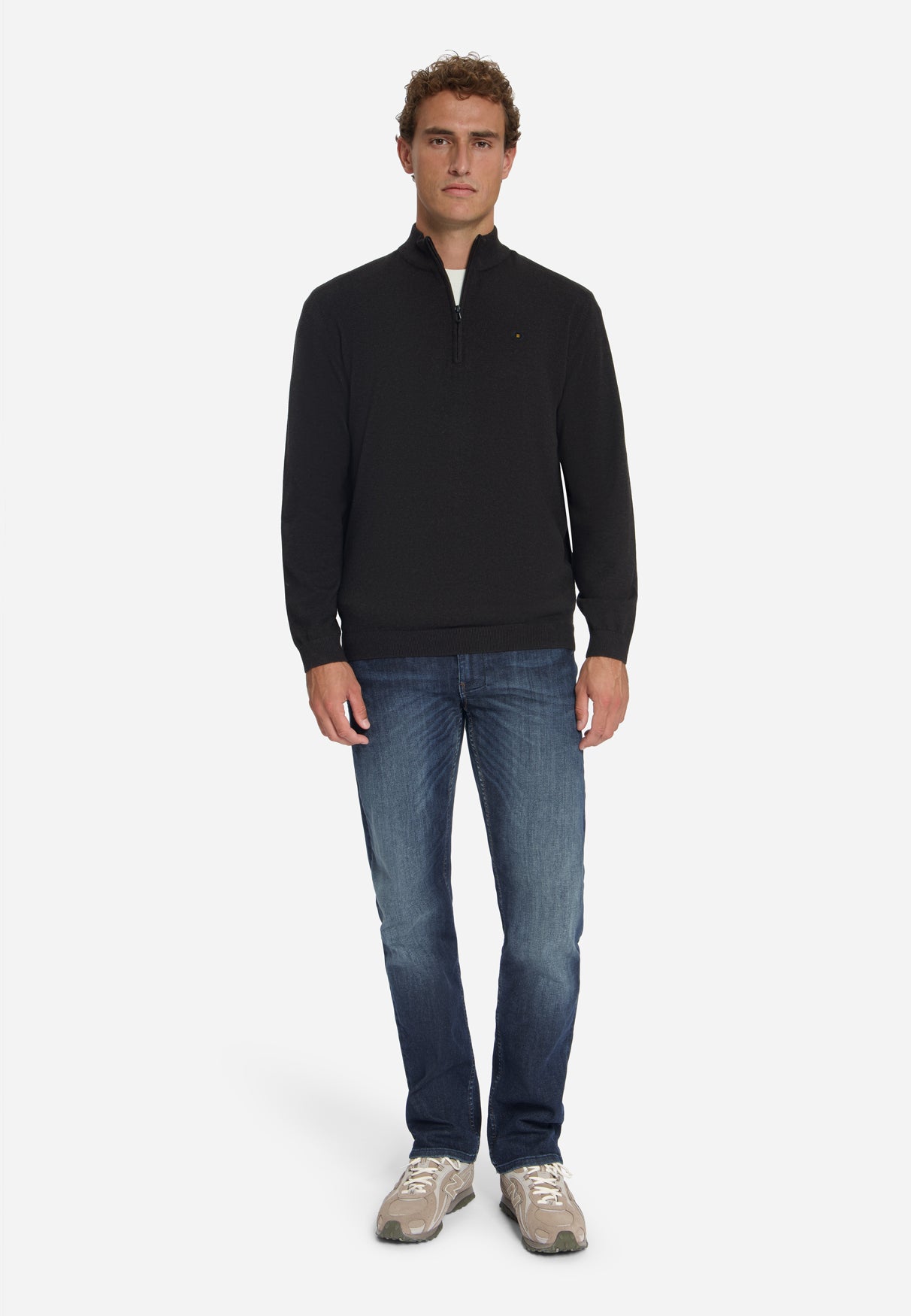 Melange Half-Zip Trui | Dark Brown