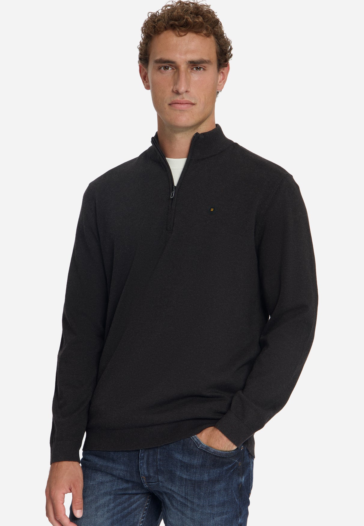 Melange Half-Zip Trui | Dark Brown