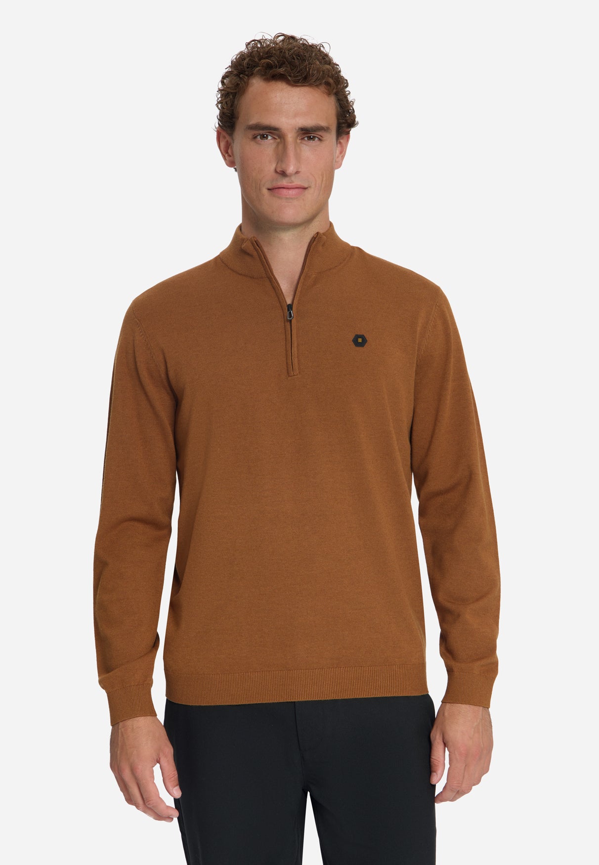 Melange Half-Zip Trui | Caramel