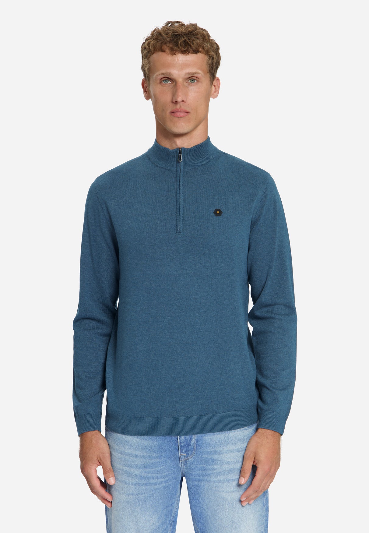 Melange Half-Zip Trui | Shadow Blue