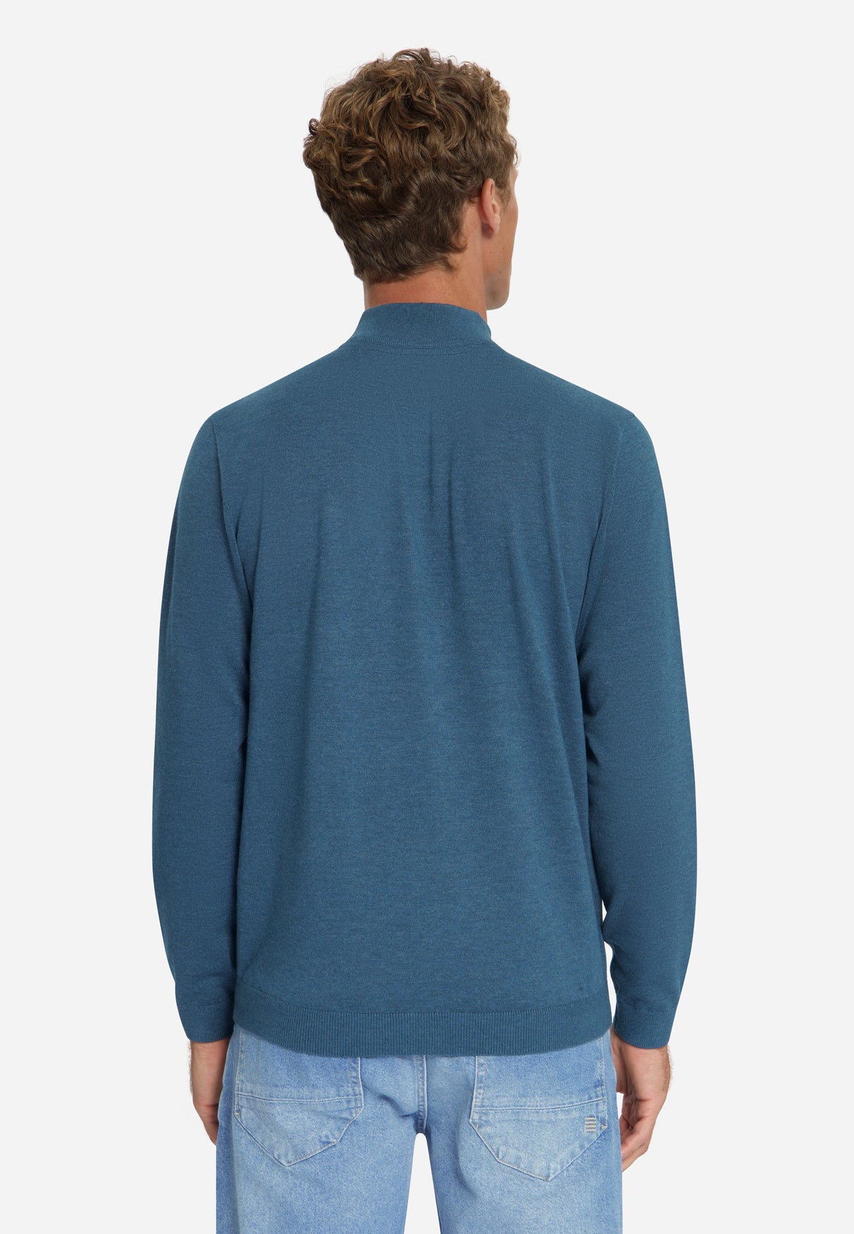 Melange Half-Zip Trui | Shadow Blue