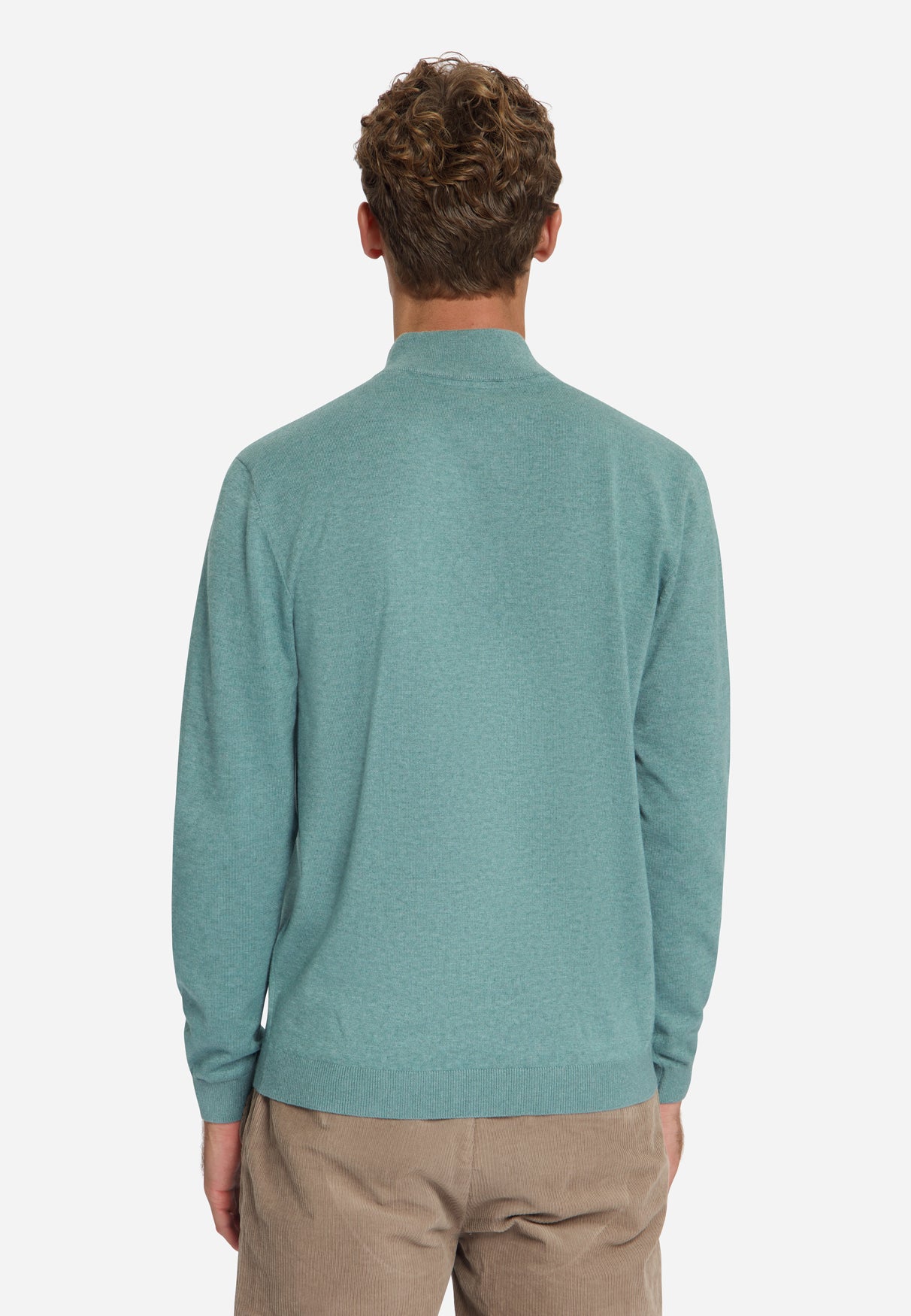 Melange Half-Zip Trui | Dusty Blue