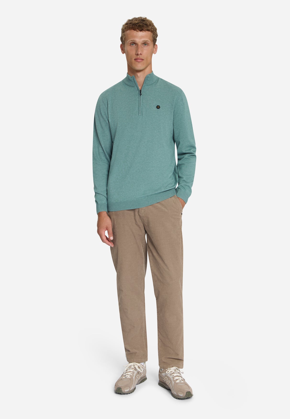 Melange Half-Zip Trui | Dusty Blue
