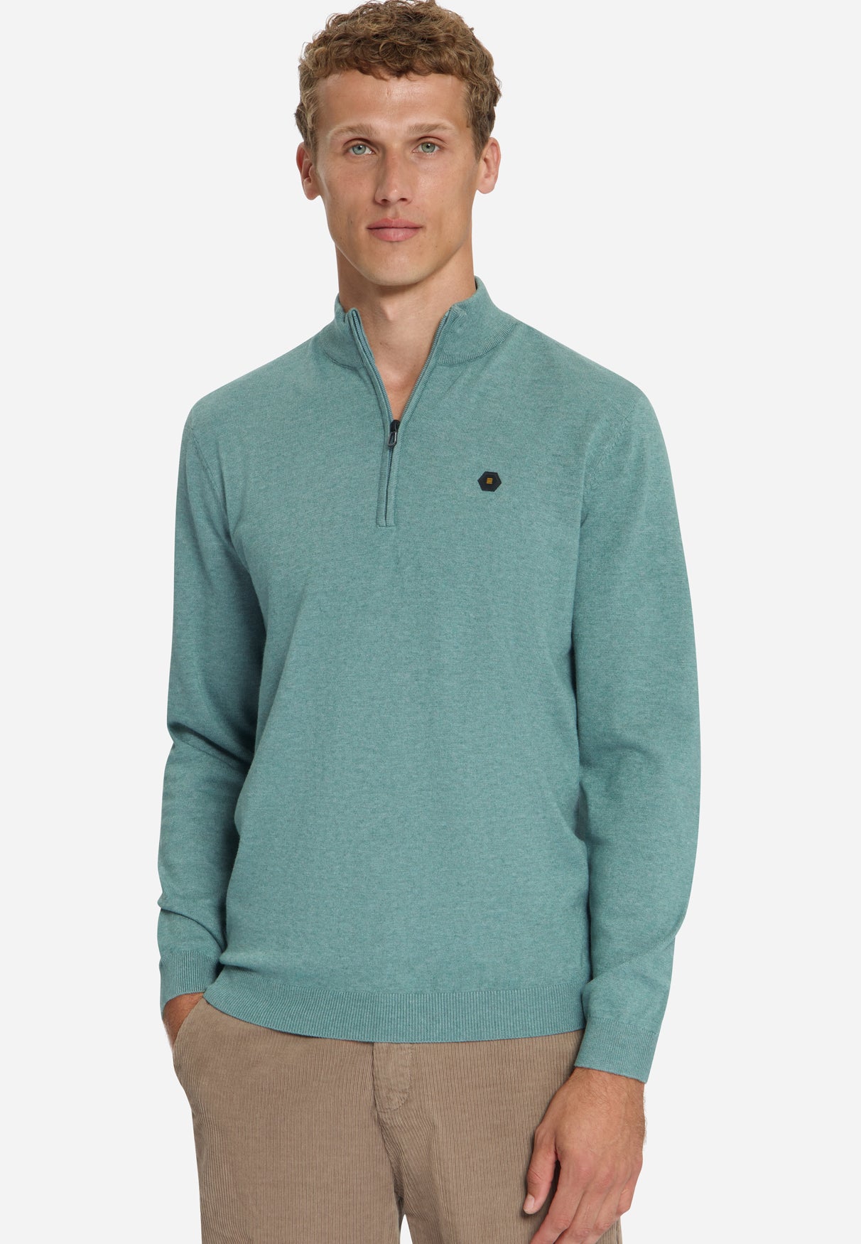 Melange Half-Zip Trui | Dusty Blue