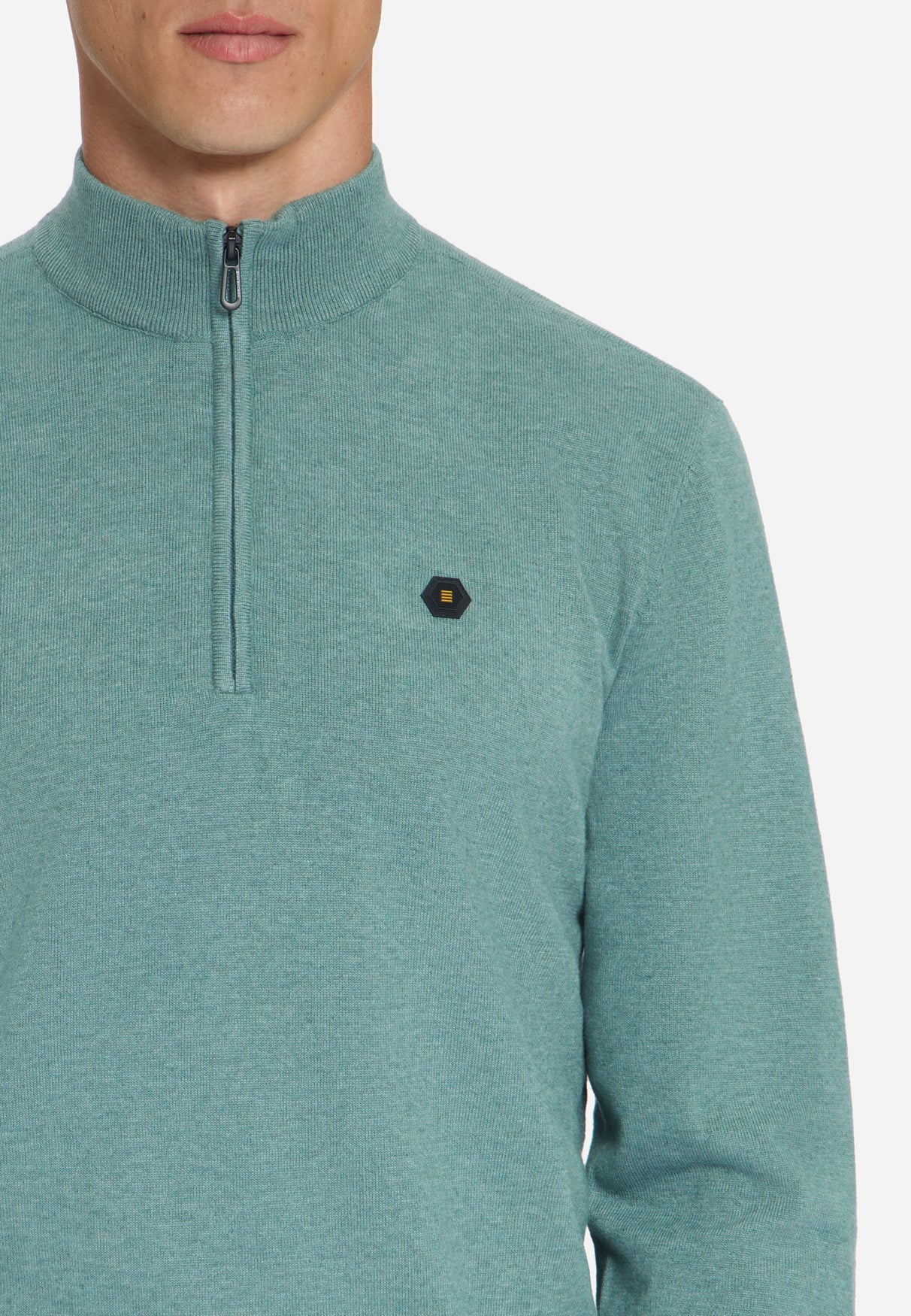 Melange Half-Zip Trui | Dusty Blue