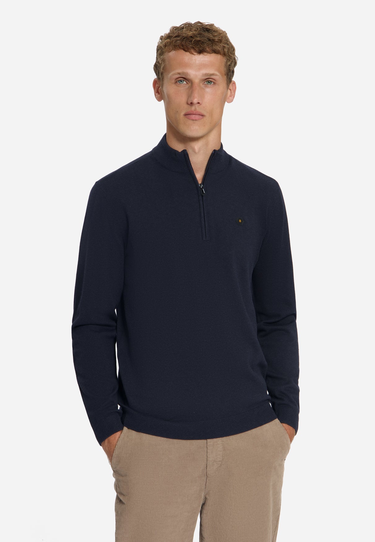Melange Half-Zip Trui | Dark Night