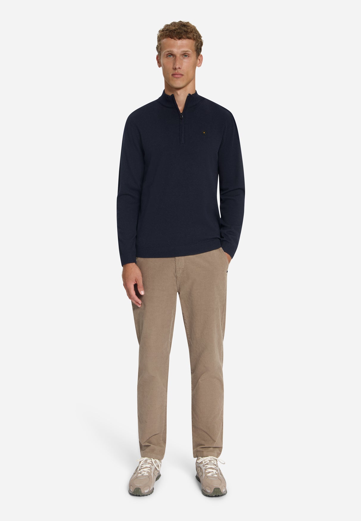 Melange Half-Zip Trui | Dark Night