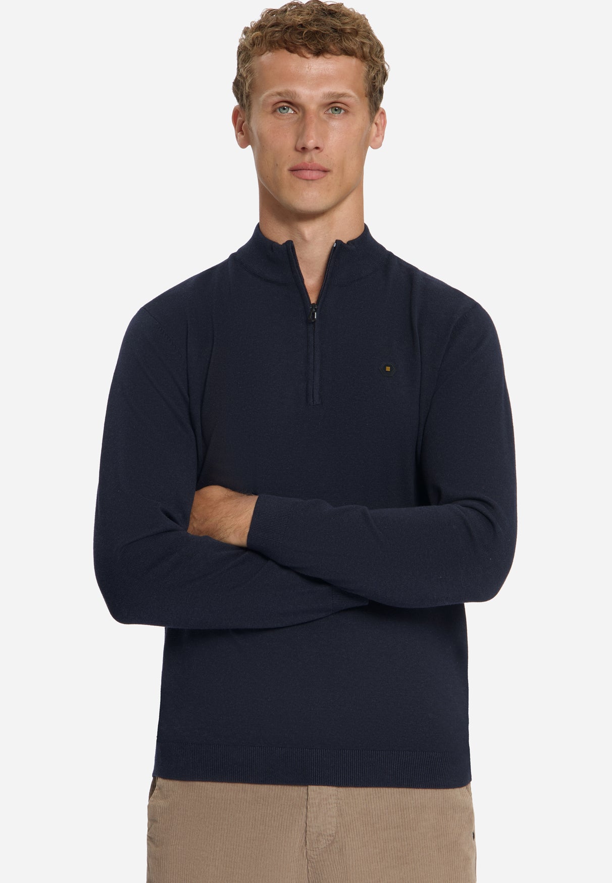 Melange Half-Zip Trui | Dark Night