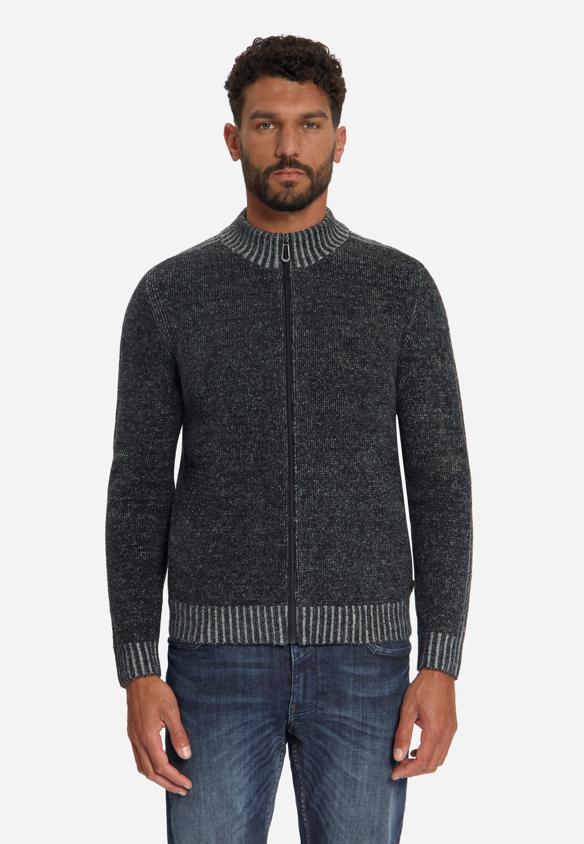 Tweekleurig gebreid vest | Black