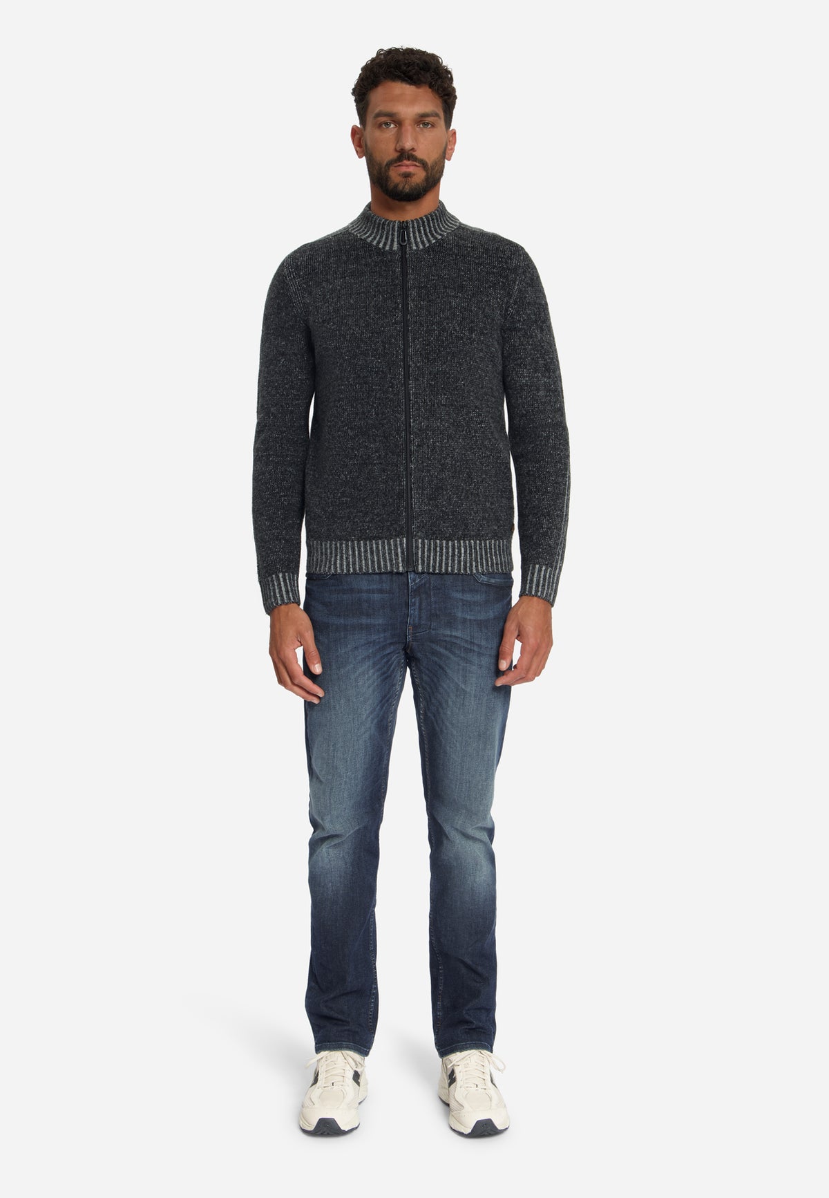 Tweekleurig gebreid vest | Black