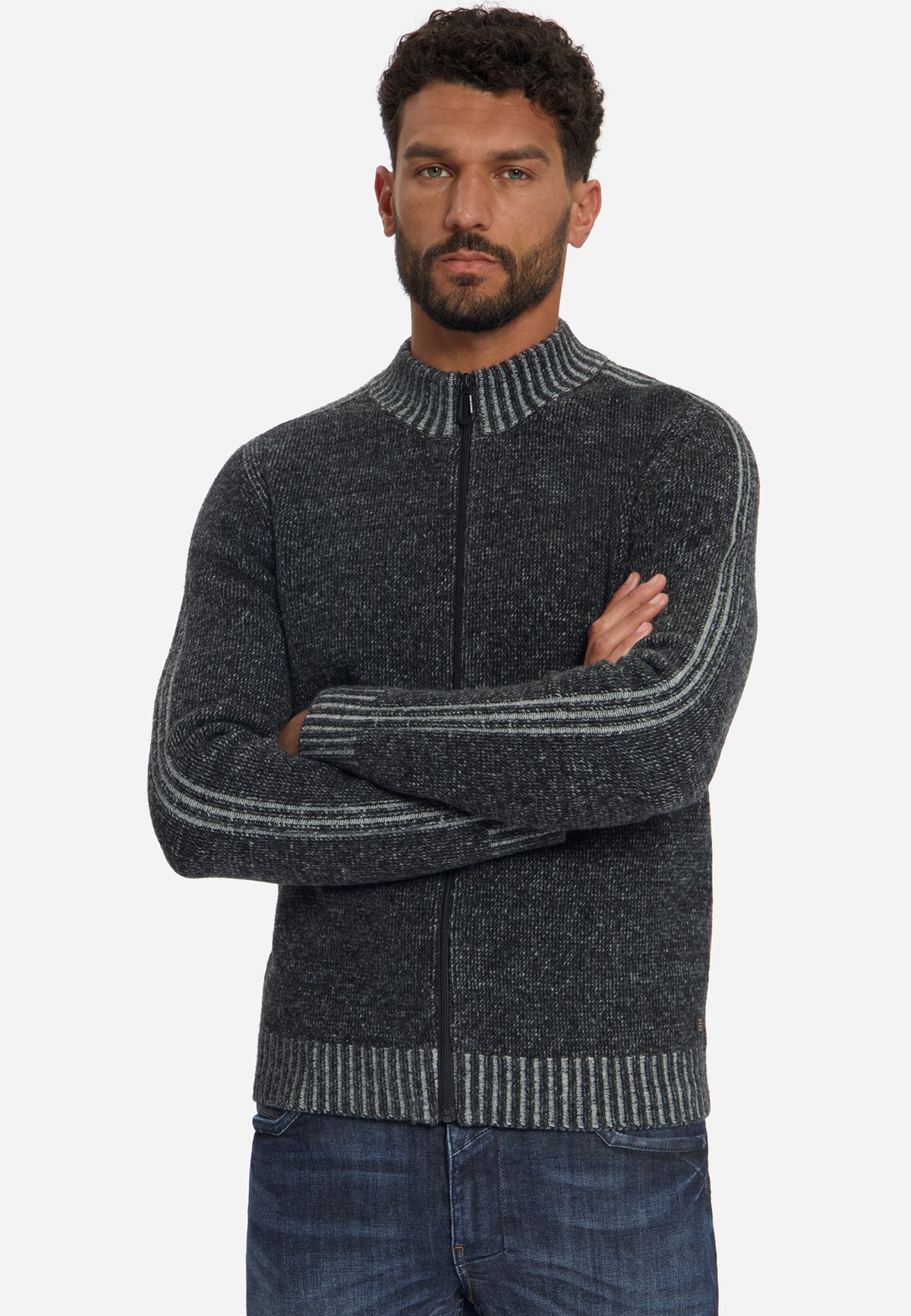 Tweekleurig gebreid vest | Black