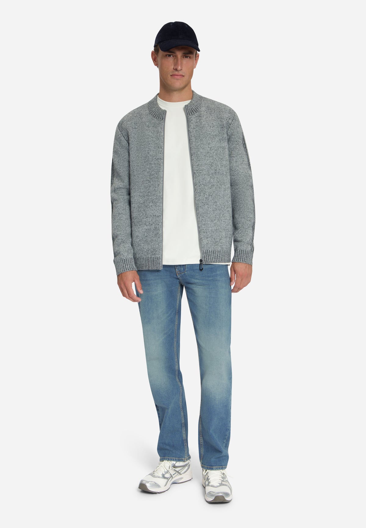 Tweekleurig gebreid vest | Grey Melange