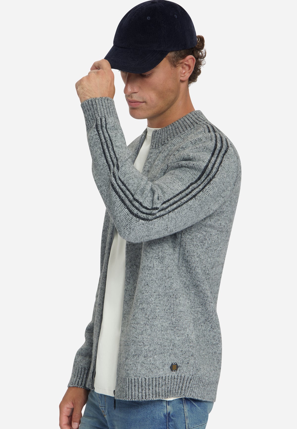 Tweekleurig gebreid vest | Grey Melange