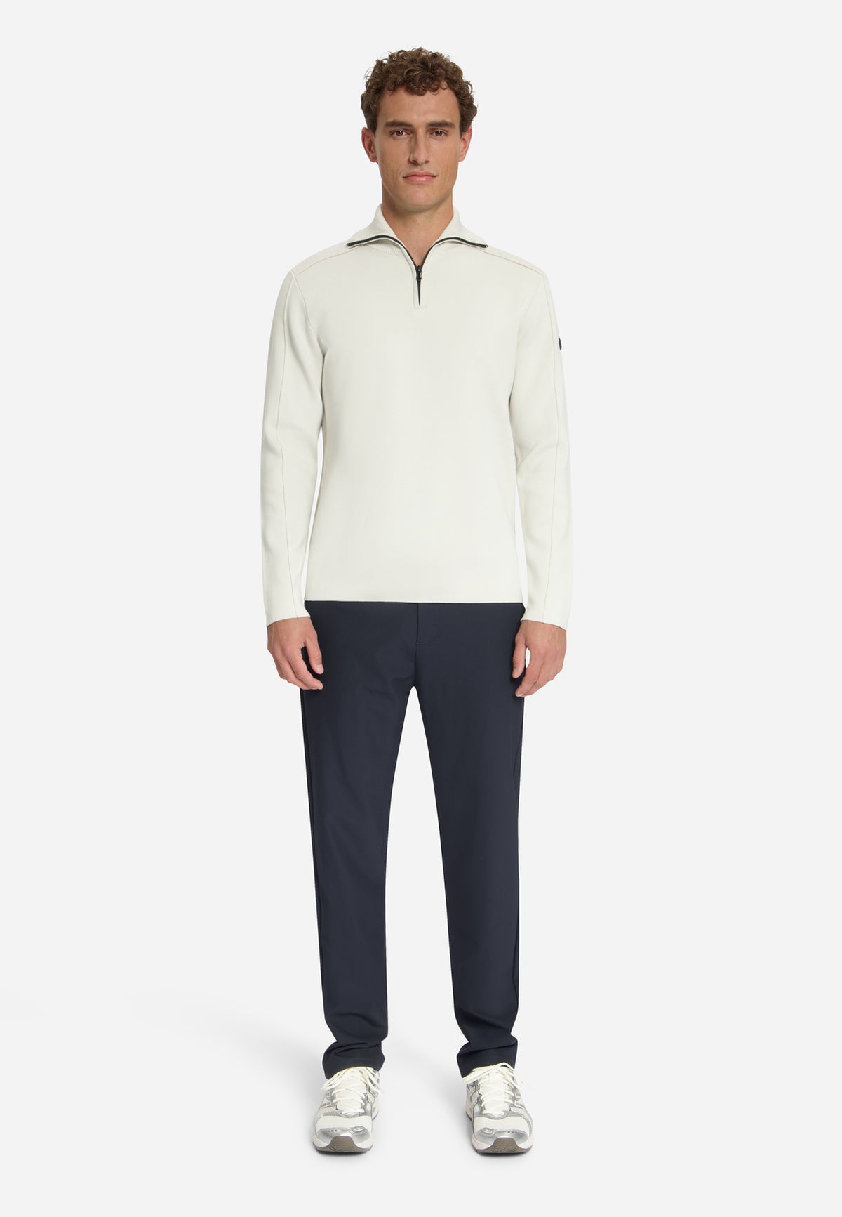 Half-zip trui met structuur | Chalk