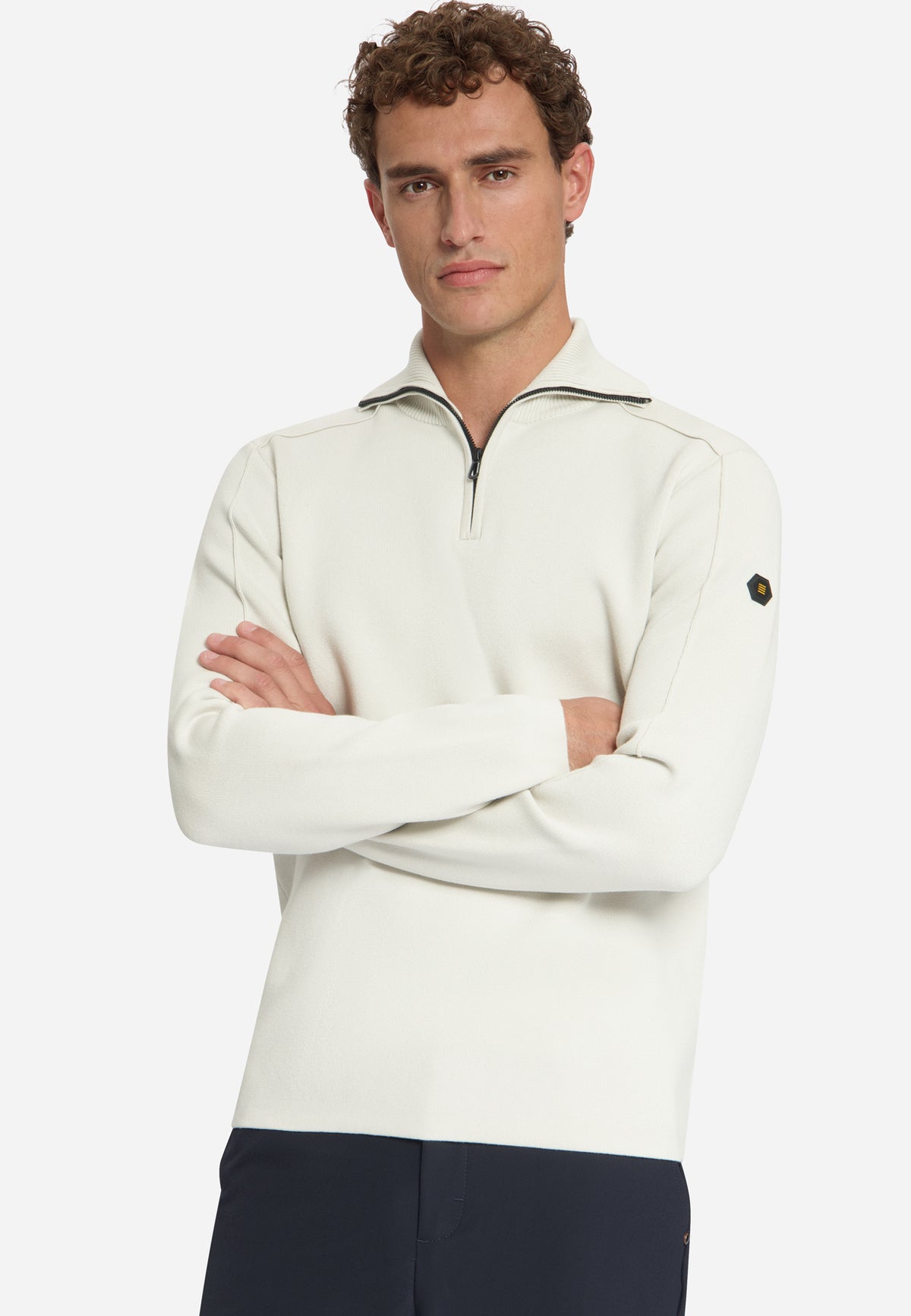Half-zip trui met structuur | Chalk