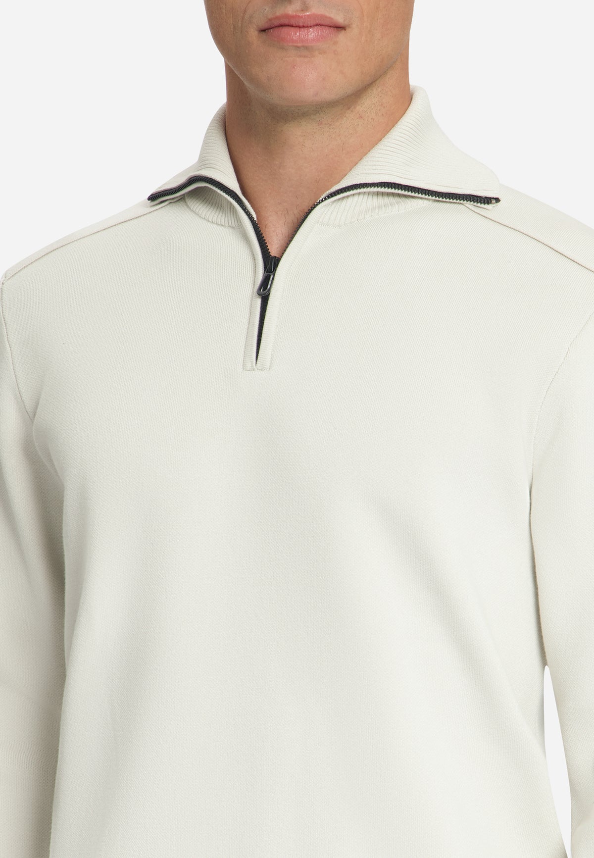 Half-zip trui met structuur | Chalk