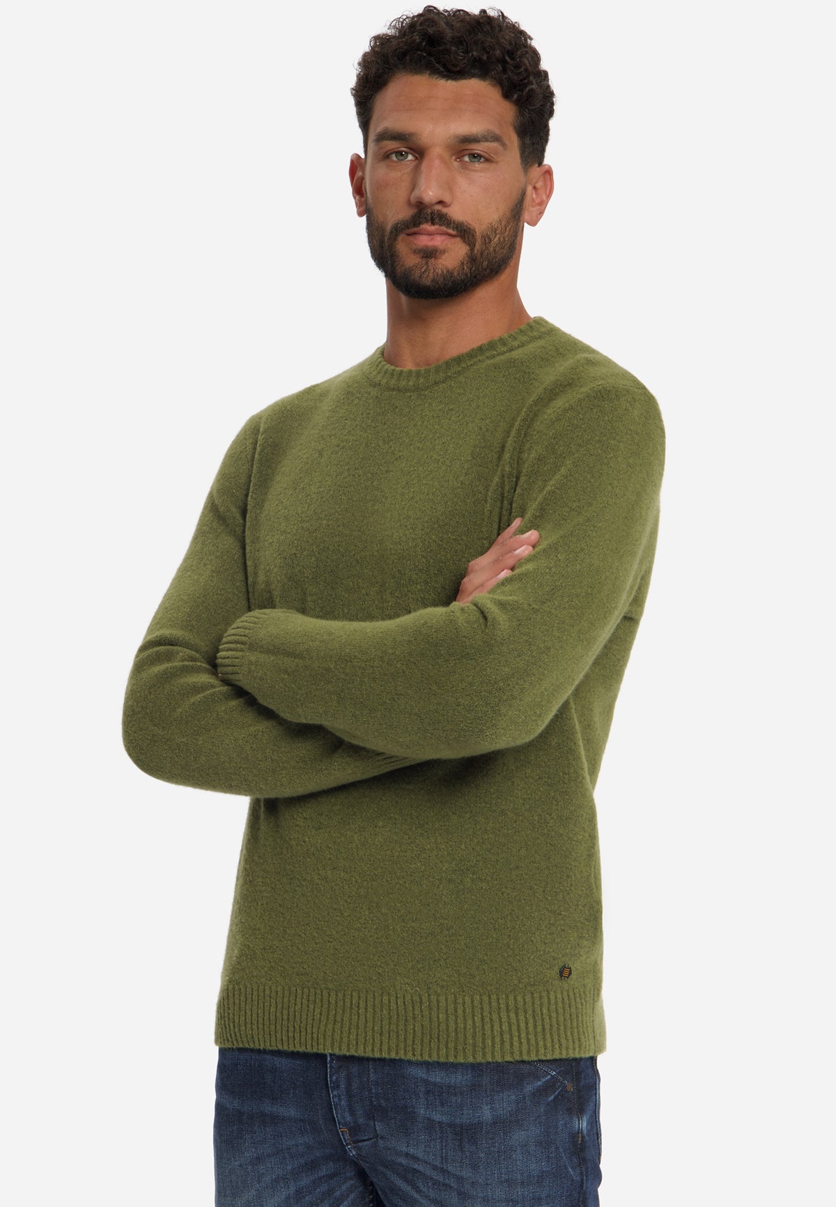 Lichtgewicht gemêleerde trui | Moss