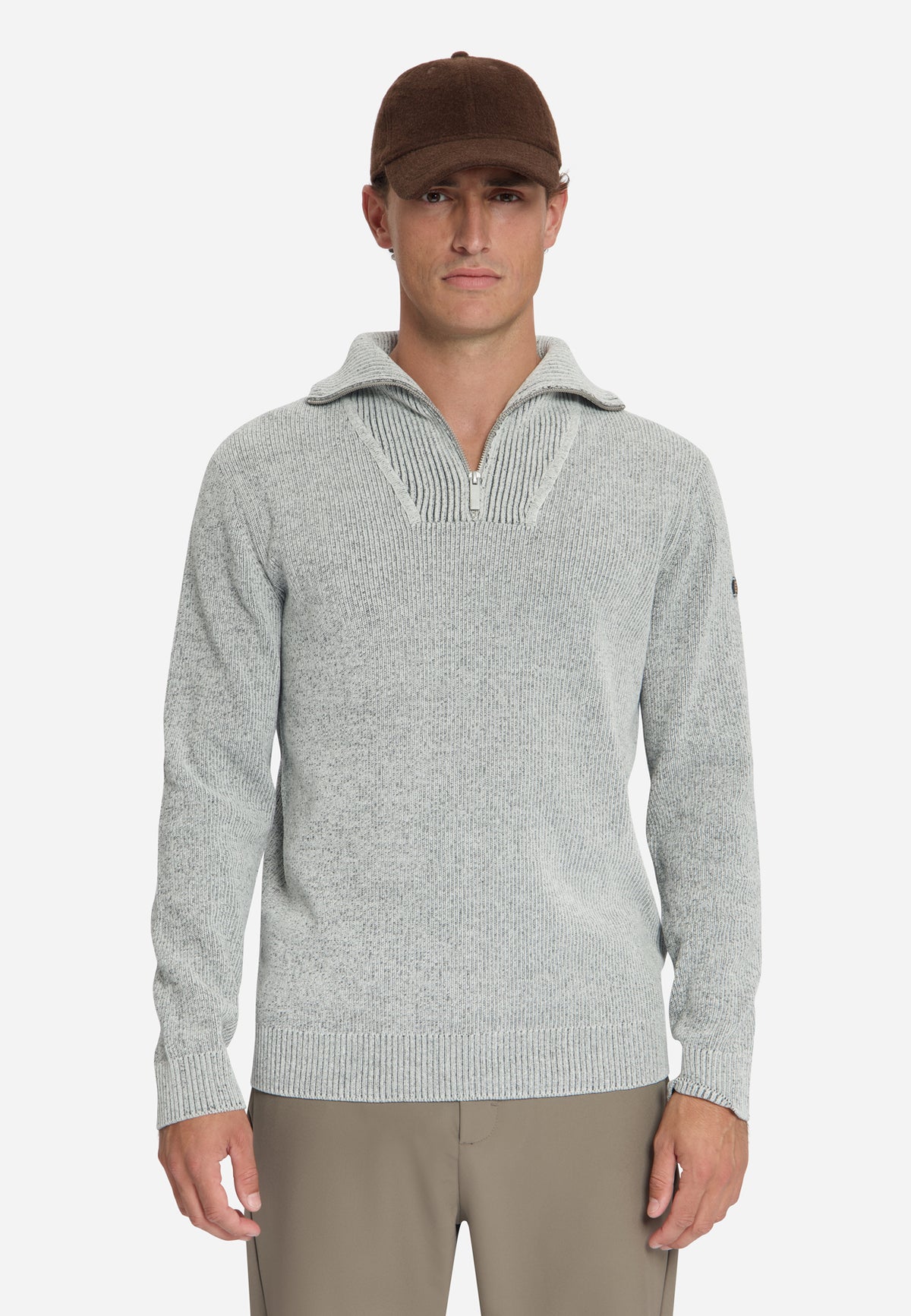 Zachte half-zip trui | Stone