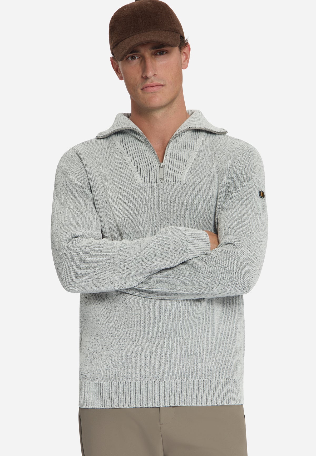 Zachte half-zip trui | Stone