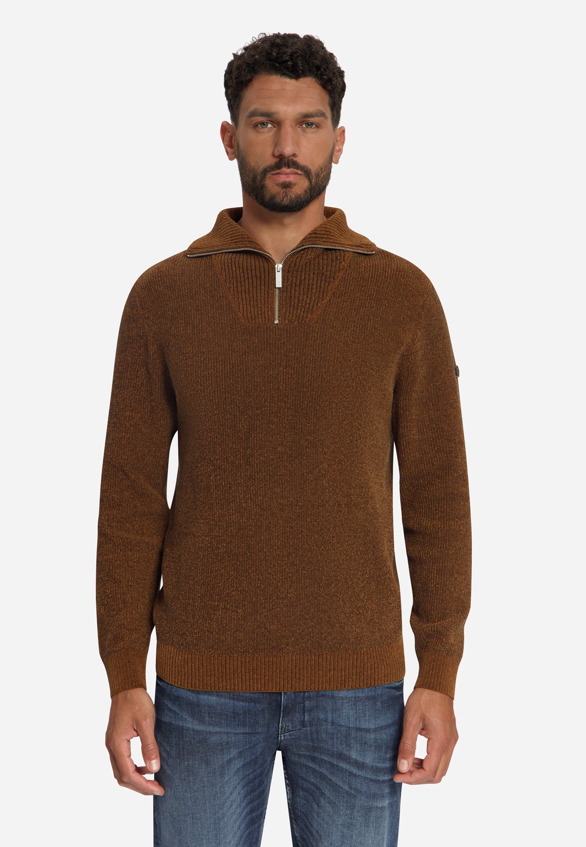 Zachte half-zip trui | Caramel