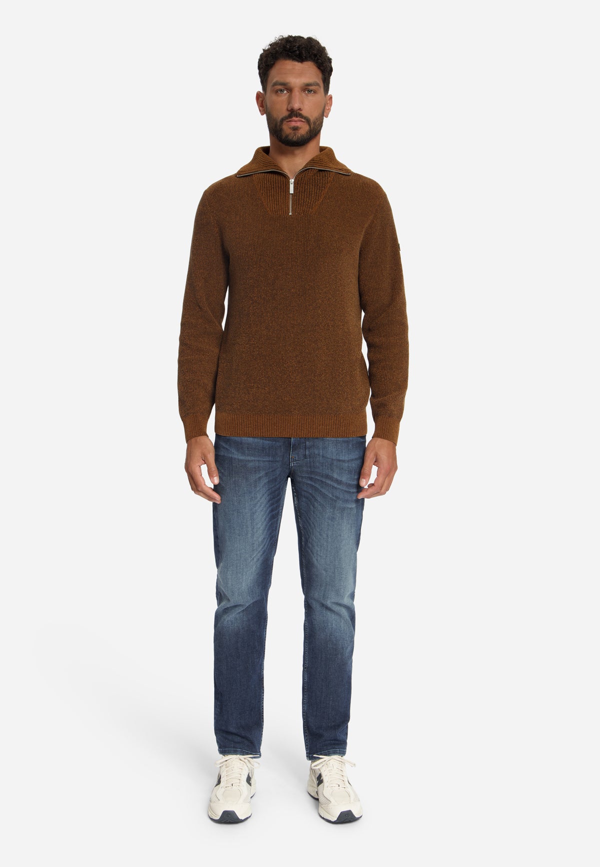 Zachte half-zip trui | Caramel