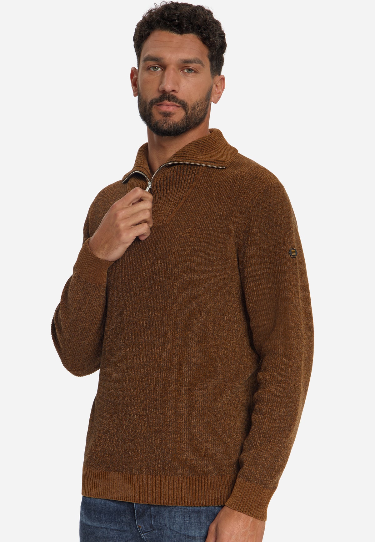 Zachte half-zip trui | Caramel