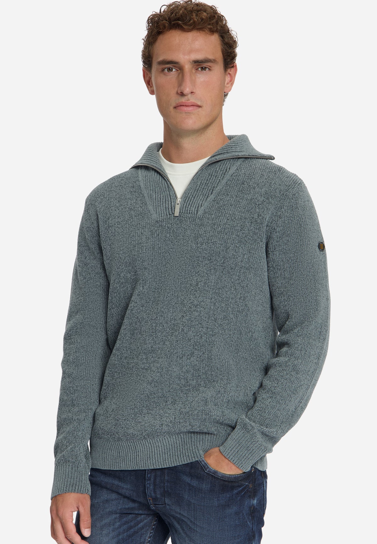 Zachte half-zip trui | Grey Melange
