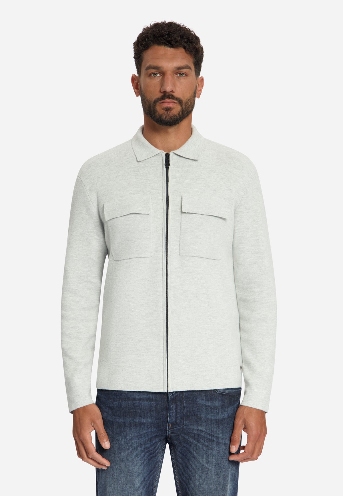 Gebreid vest met ritssluiting | Light Grey Melange