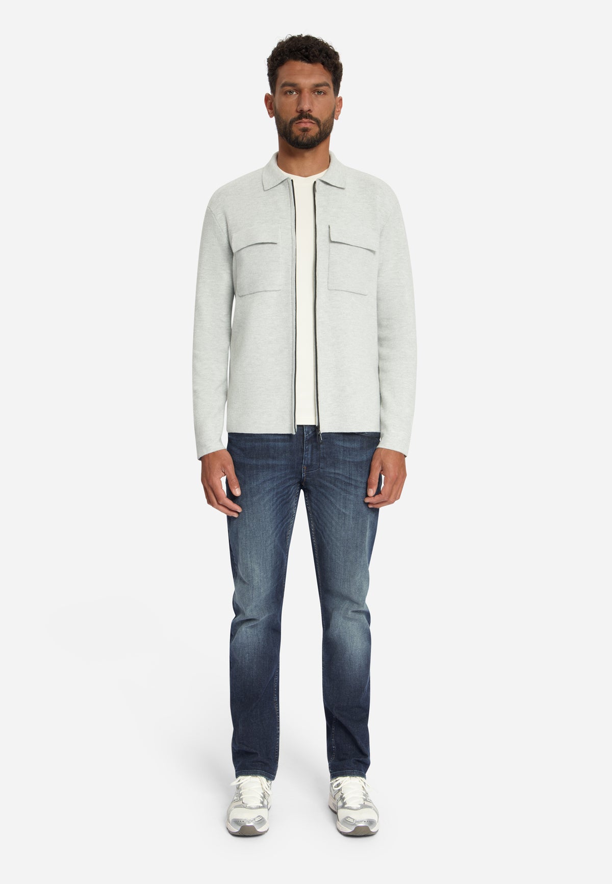 Gebreid vest met ritssluiting | Light Grey Melange