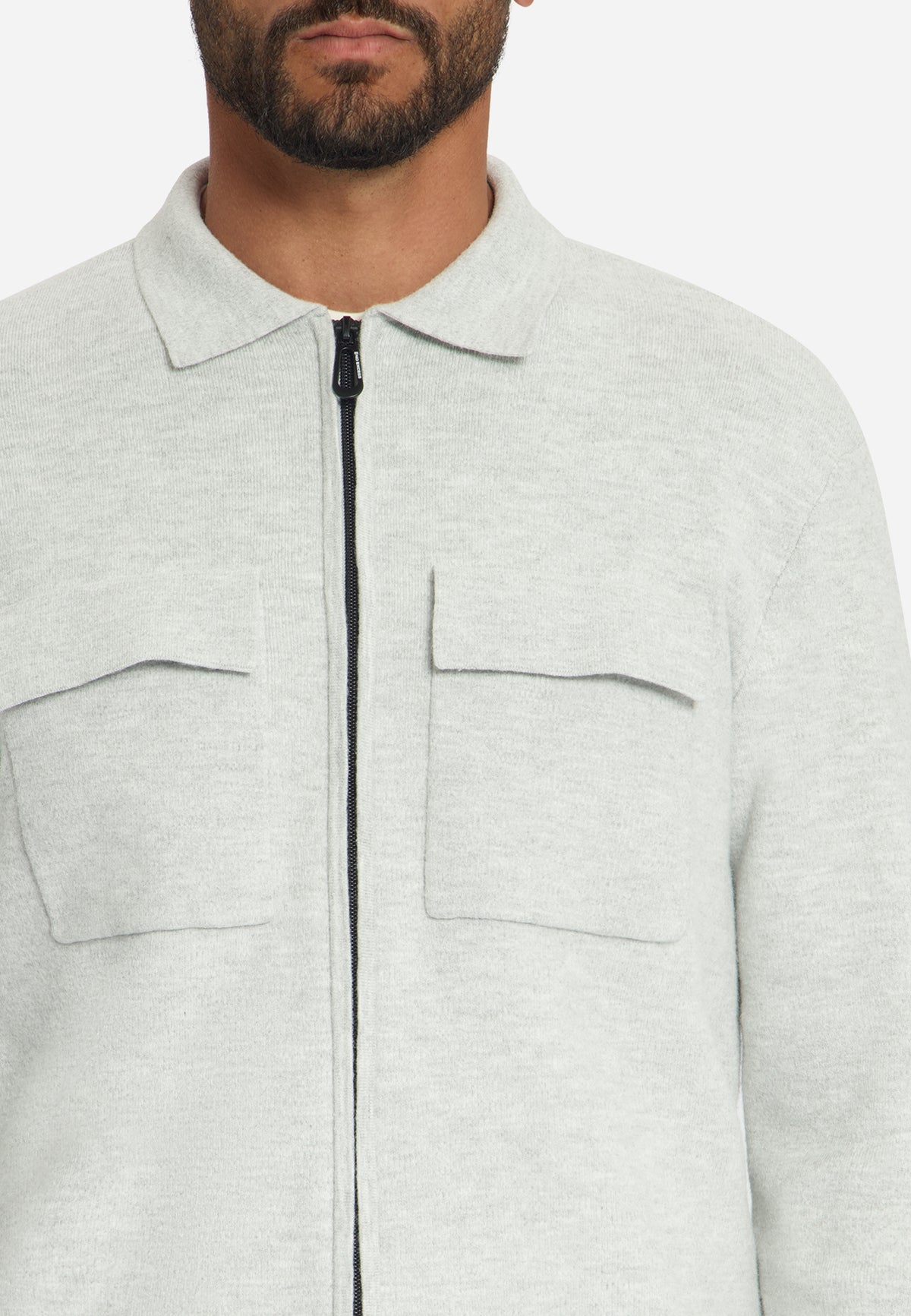 Gebreid vest met ritssluiting | Light Grey Melange